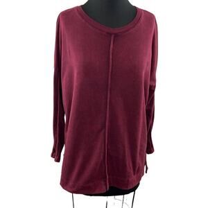 Bashara Lesser Burgundy M Top Cotton Round Neck Long Sleeve Pullover Regular Fit
